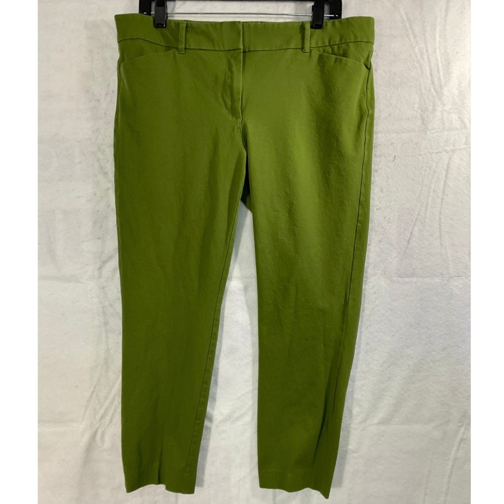 7th Avenue Ankle Pants Women 14 Olive Green Slim Tapered Stretch Work Trousers
